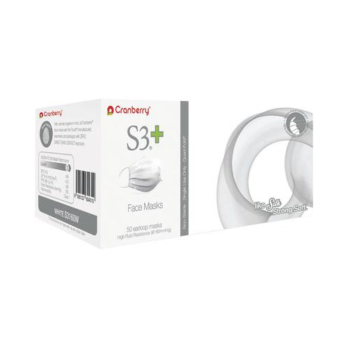 Cranberry S3160W S3+ Plus Earloop Face Mask ASTM Level 3 50/Box White Cranberry S3160W S3+ Plus Earloop Face Mask ASTM Level 3 50/Box White